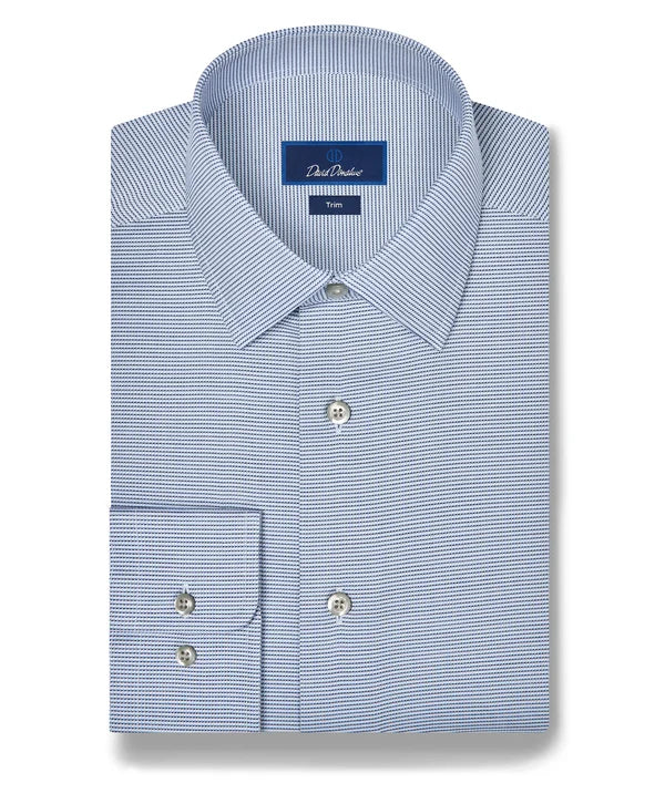 Sky and Navy Micro Twill Dress Shirt