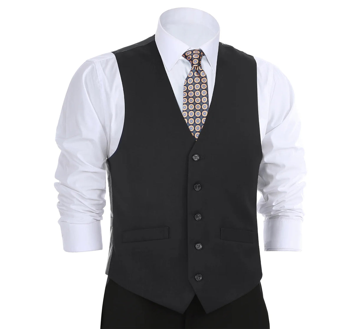 700 Signature Black Classic Vested Suit