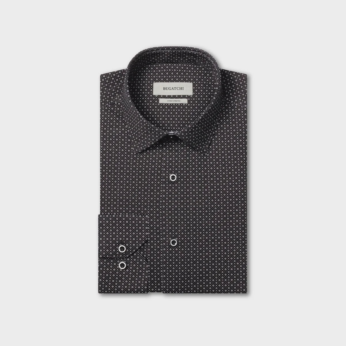 James Oooh Cotton Black Geometric Shirt
