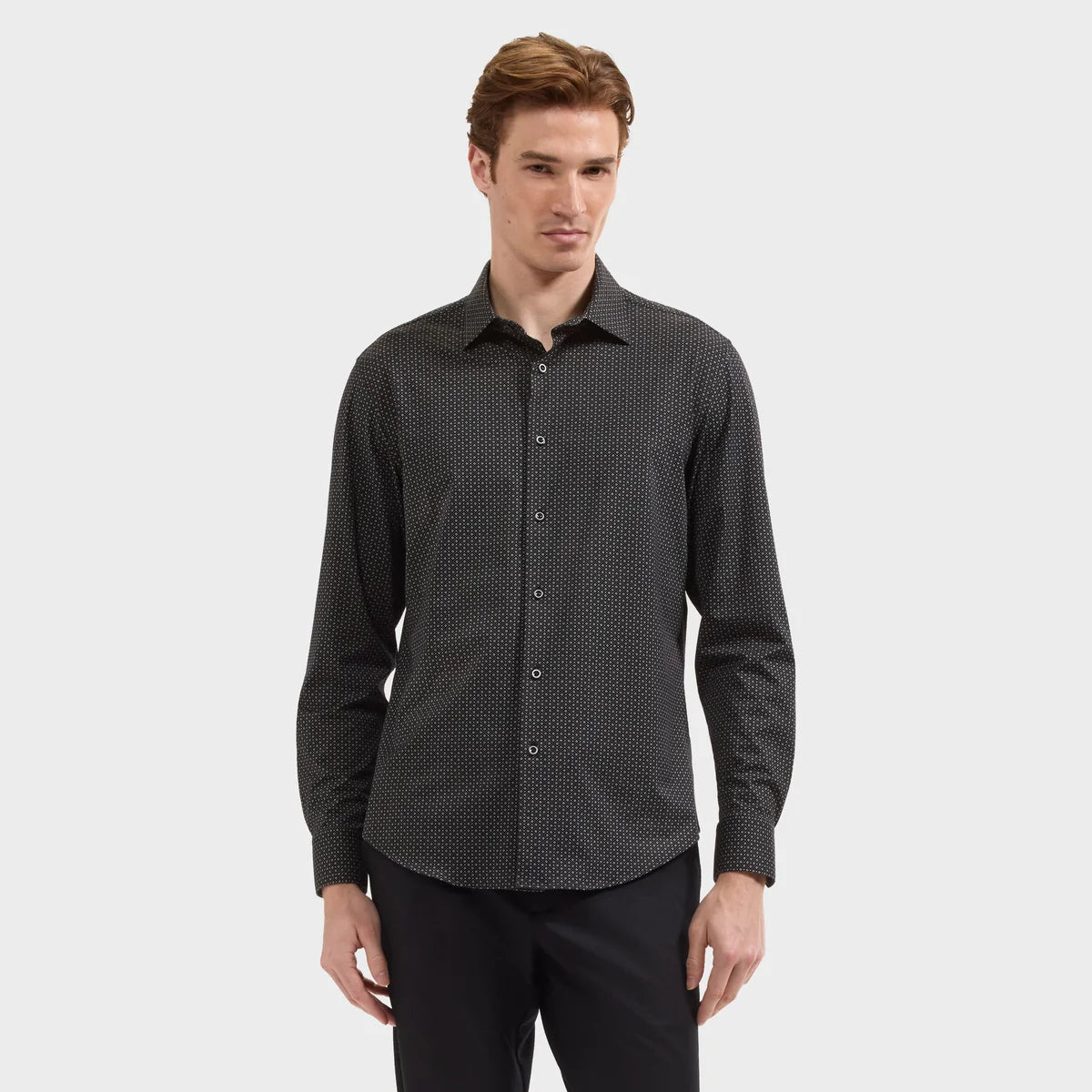 James Oooh Cotton Black Geometric Shirt