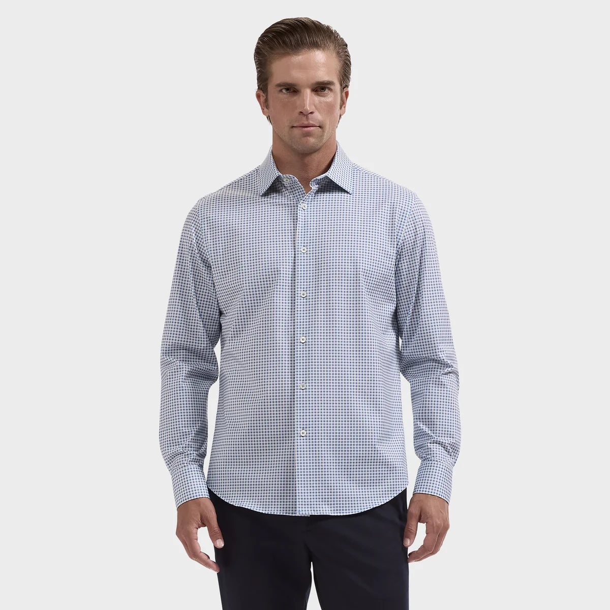 James Oooh Cotton Navy Gingham
