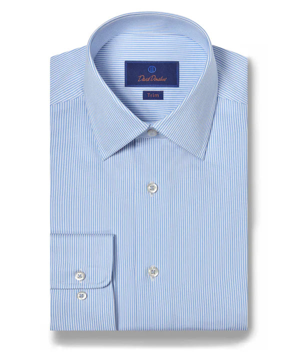 Blue and White Fine Stripe Dress Shirt