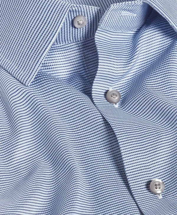 Sky and Navy Micro Twill Dress Shirt