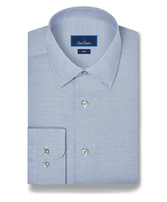 Sky and Navy Micro Twill Dress Shirt