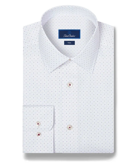 White and Purple Microneat Print Dress Shirt
