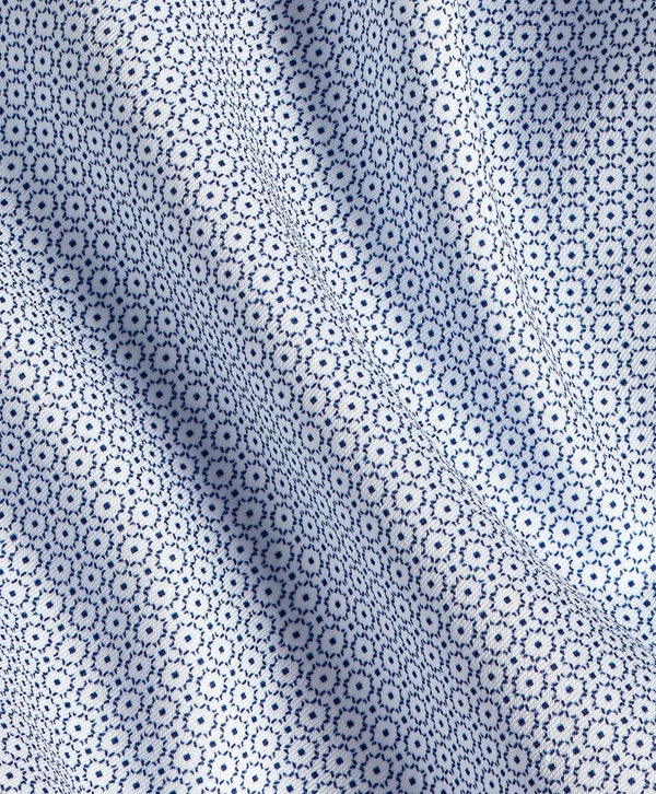 White Navy Geometric Print Dress Shirt