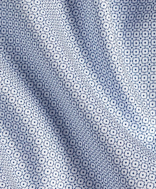 White Navy Geometric Print Dress Shirt