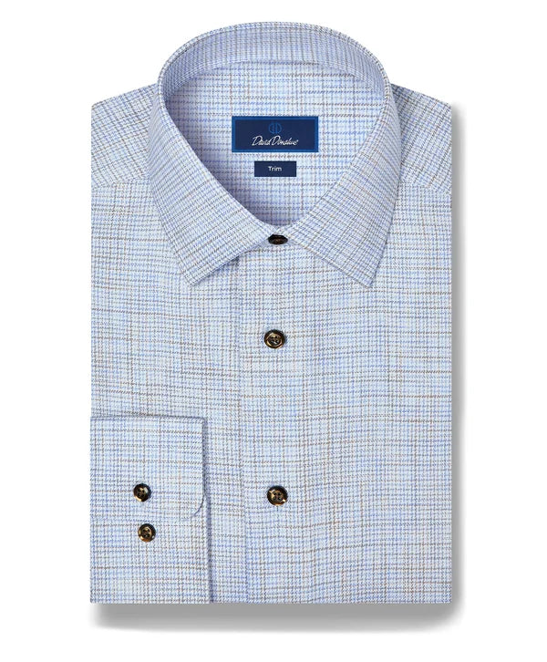 Blue and Chocolate Multi Check Dress Shirt