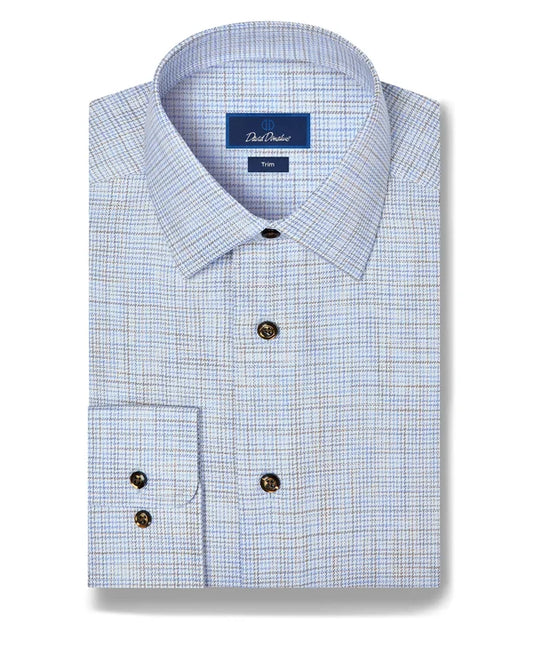 Blue and Chocolate Multi Check Dress Shirt