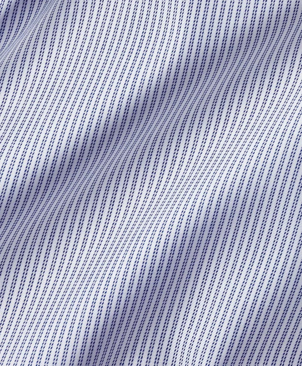 Navy and White Twill Stripe Stretch Dress Shirt