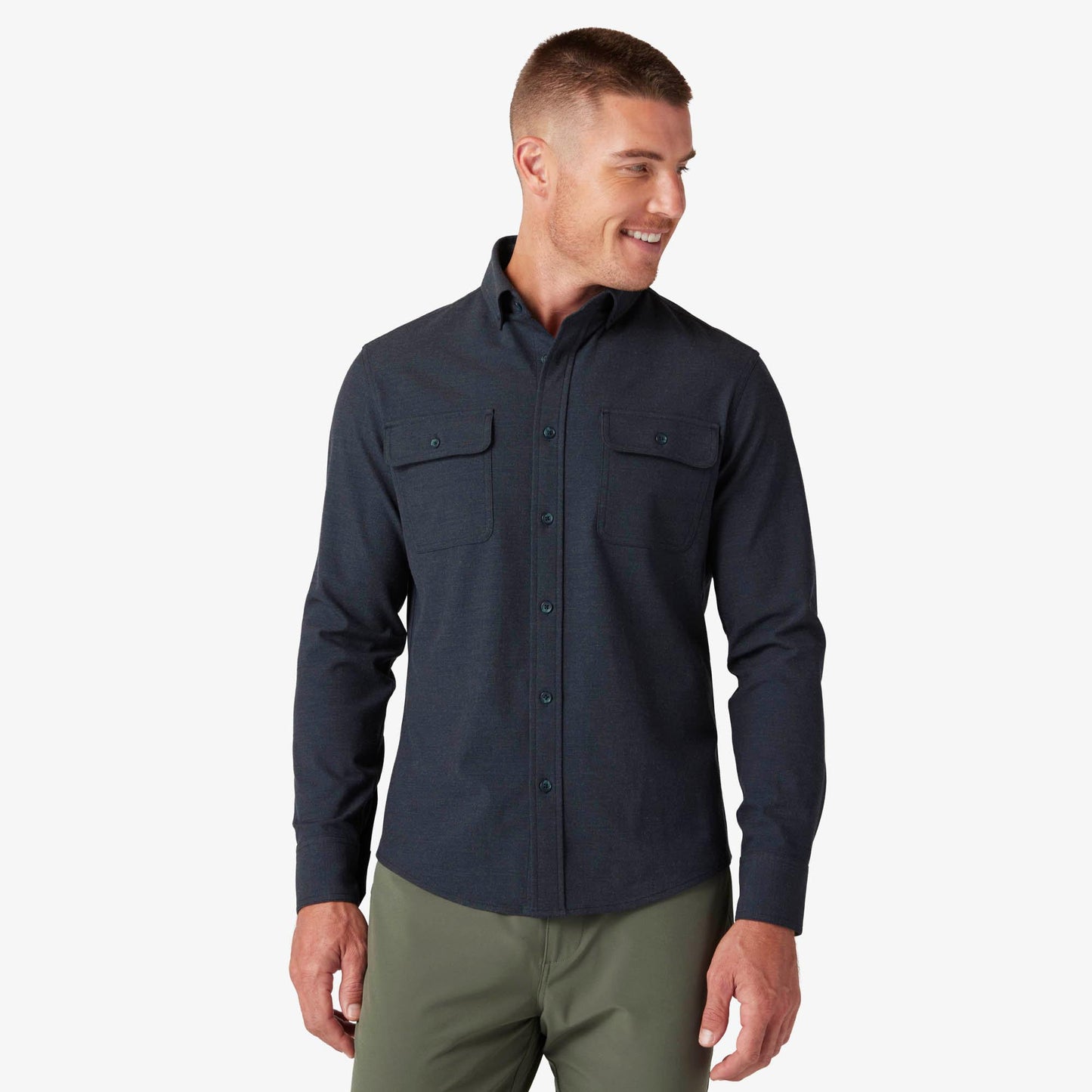 Navy Heather City Flannel